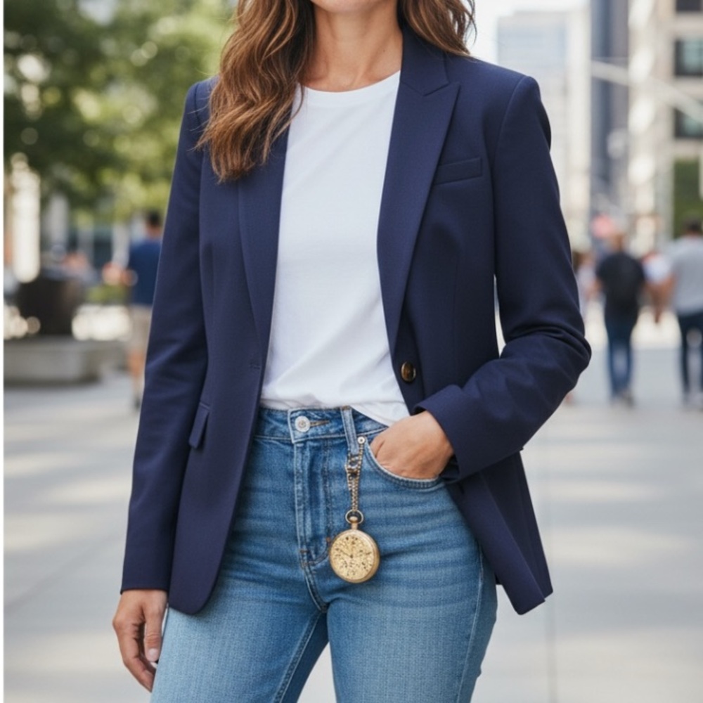 Ivanka Trump Navy One Button Blazer